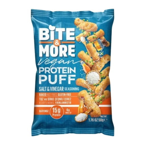 Bite and More Protein Puff Salt and Vinegar 50g bag