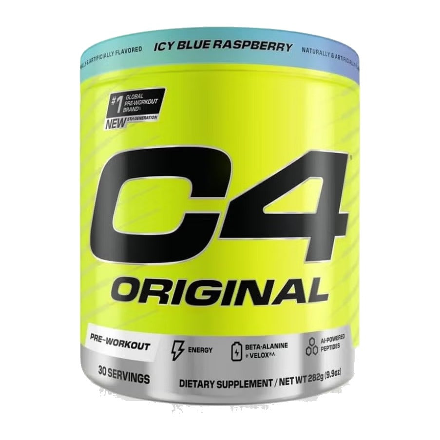 C4 Original Pre-Workout 30 Servings Icy Blue Raspberry tub