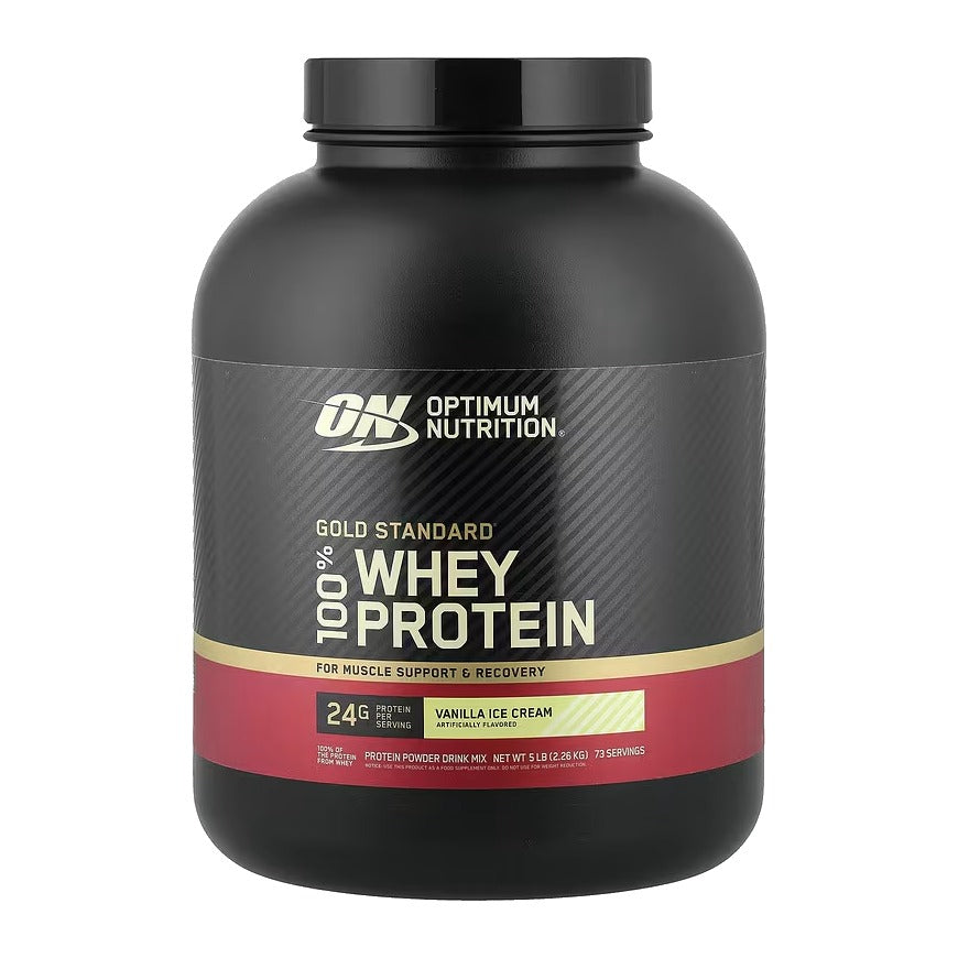 Optimum Nutrition Gold Standard 100% Whey Vanilla Ice Cream tub