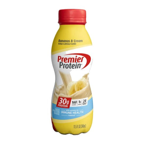 Premier Protein Bananas and Cream shake bottle