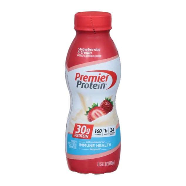 Premier Protein Strawberries and Cream shake bottle